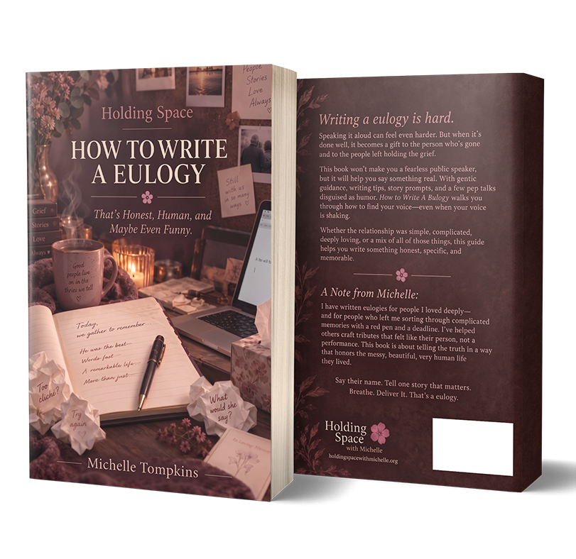 Eulogy cover mockup Holding Space: Talking to the Dead (Without Sounding Like a Lunatic)